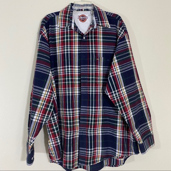 LARRO Plaid Men’s Shirt XXL PLAID BUTTON UP MENS Western casual SHIRT - Picture 1 of 5